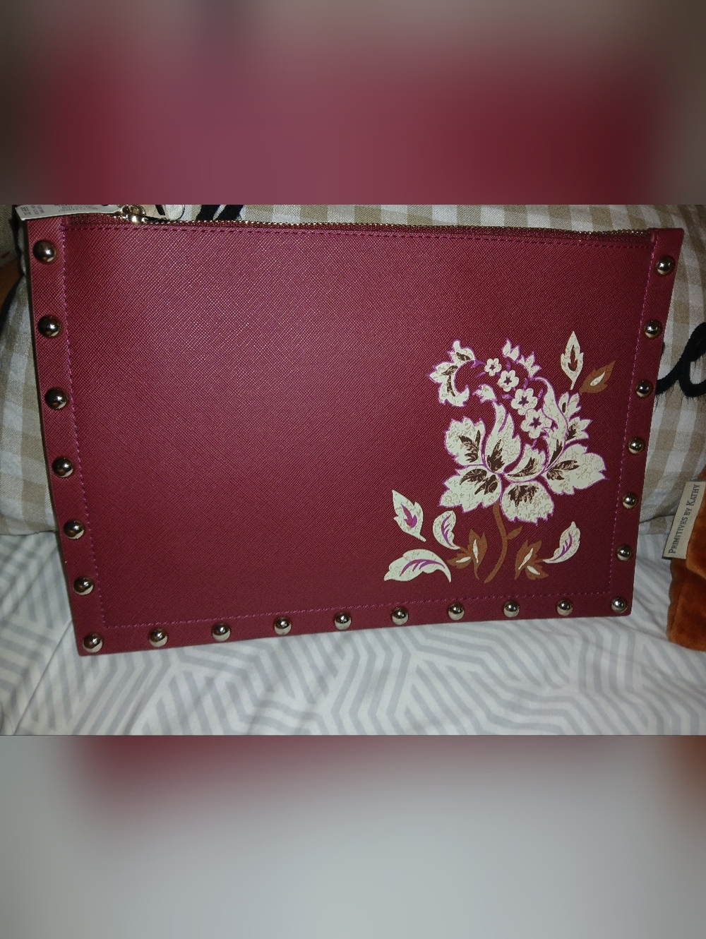 NWT White House Black Market  Floral Faux Leather Envelope Purse w Studs